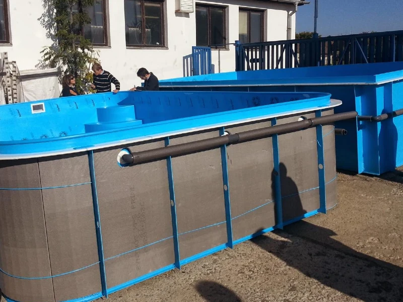 בריכת Polystone מודולרית עם מדרגות ישיבה ועיצוב מינימליסטי